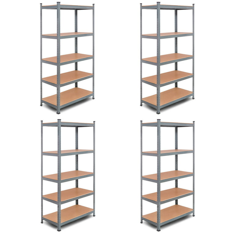 STRONGHOLD GARAGE GEAR Steel 4-Tier Storage Shelf Unit 72H x 24W x 77D,  4000lb Total Capacity, Textured gray