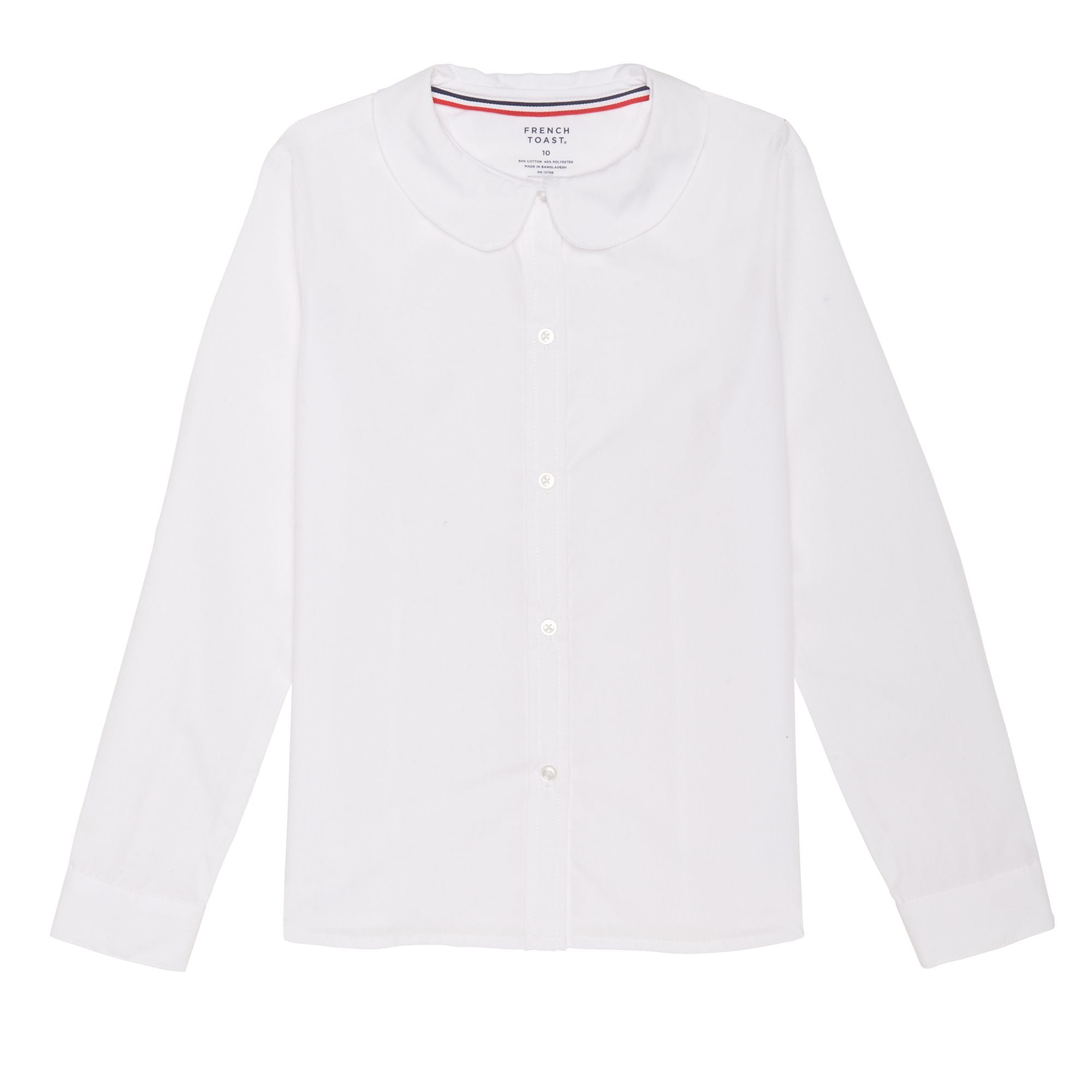 White 12.5 Plus French Toast Girls Size Short Sleeve Peter Pan Collar Blouse