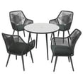 thumbnail image 7 of JOIVI 5-Piece Outdoor Patio Dining Set with Rattan Dining Chairs for 4-Person & Tempered Glass Table, 2.16” Umbrella Hole, Black, 7 of 7