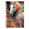 thumbnail image 2 of White Horse and Flowers Ring Binder Notebook Journey Note Diary College Ruled Spiral Notebook Study Loose Leaf Paper A5 60 Pages, 2 of 8