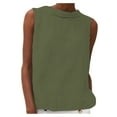 thumbnail image 3 of Sijiajgjfu Women Cotton Linen Sleeveless Crop Tank Tops Crew Neck Collared Shirt Casual Solid Color Loose Fit Comfy T-Shirt Blouse Tanks Army Green XXXL, 3 of 7