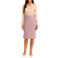 thumbnail image 2 of Falda Lápiz de Mujer Inspire Chic de Cintura Alta con Abertura y Cierre Invisible, Falda de Trabajo, Color Rosa, 2 of 6