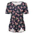 thumbnail image 5 of Black Women's Short Sleeve T-shirt, Women'S Summer Round Neck Retro Flower Print Irregular Hem Loose Casual Top,Women's Short sleeve T-shirt L, 5 of 5