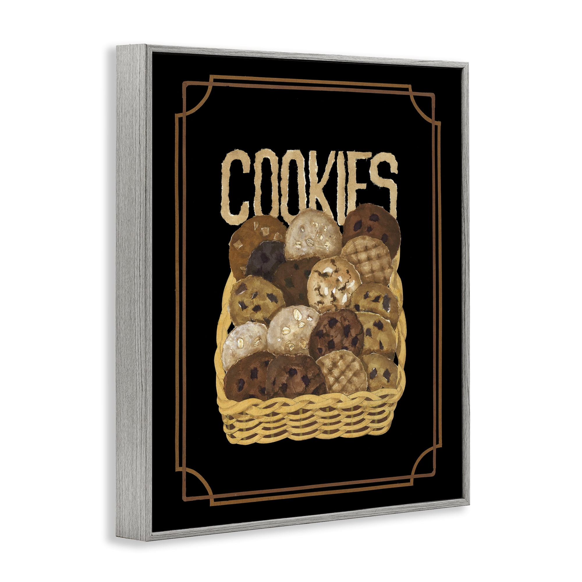 Stupell Industries Assorted Cookie Basket Food & Beverage Painting Gray Framed Art Print Wall Art, 11 x 14