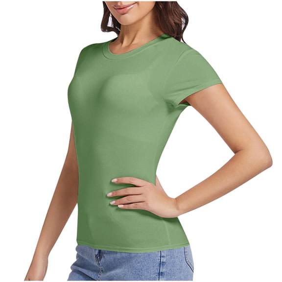 Vmvidoty Women's Casual Basic Slim Fit T Shirts | Summer Clothes 2026 Going Out Tops Short Sleeve Crew Neck Ladies Tees Green S