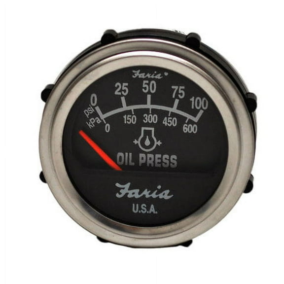 Faria Boat Marine Oil Pressure Gauge GP0568A | 2 Inch Silver Black