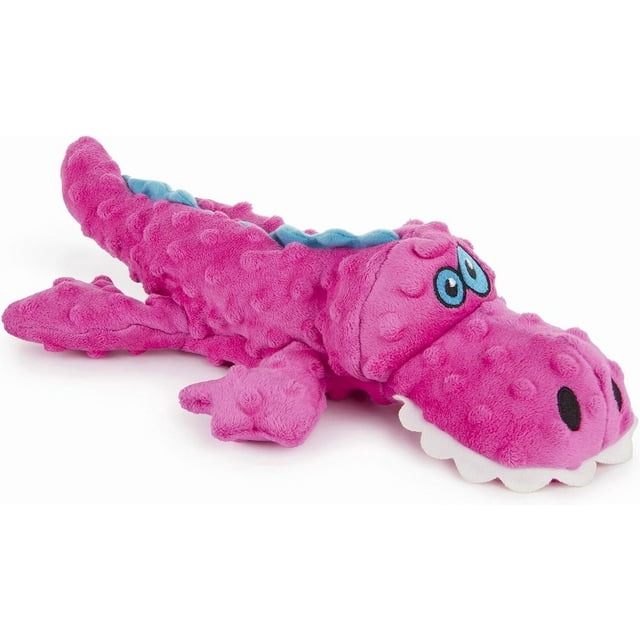 Gators with Chew Guard Technology Durable Plush Squeaker Dog Toy Large Count Pink ()