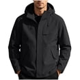 thumbnail image 2 of FEIIBMOYRIA Men's Windproof Jackets Men Solid Color Water Prooft Hooded Windbreaker Jackets with Multiple Zipper Pockets Casual Fashion Snap Button Full Zip Daily Outdoor Coats, 2 of 9