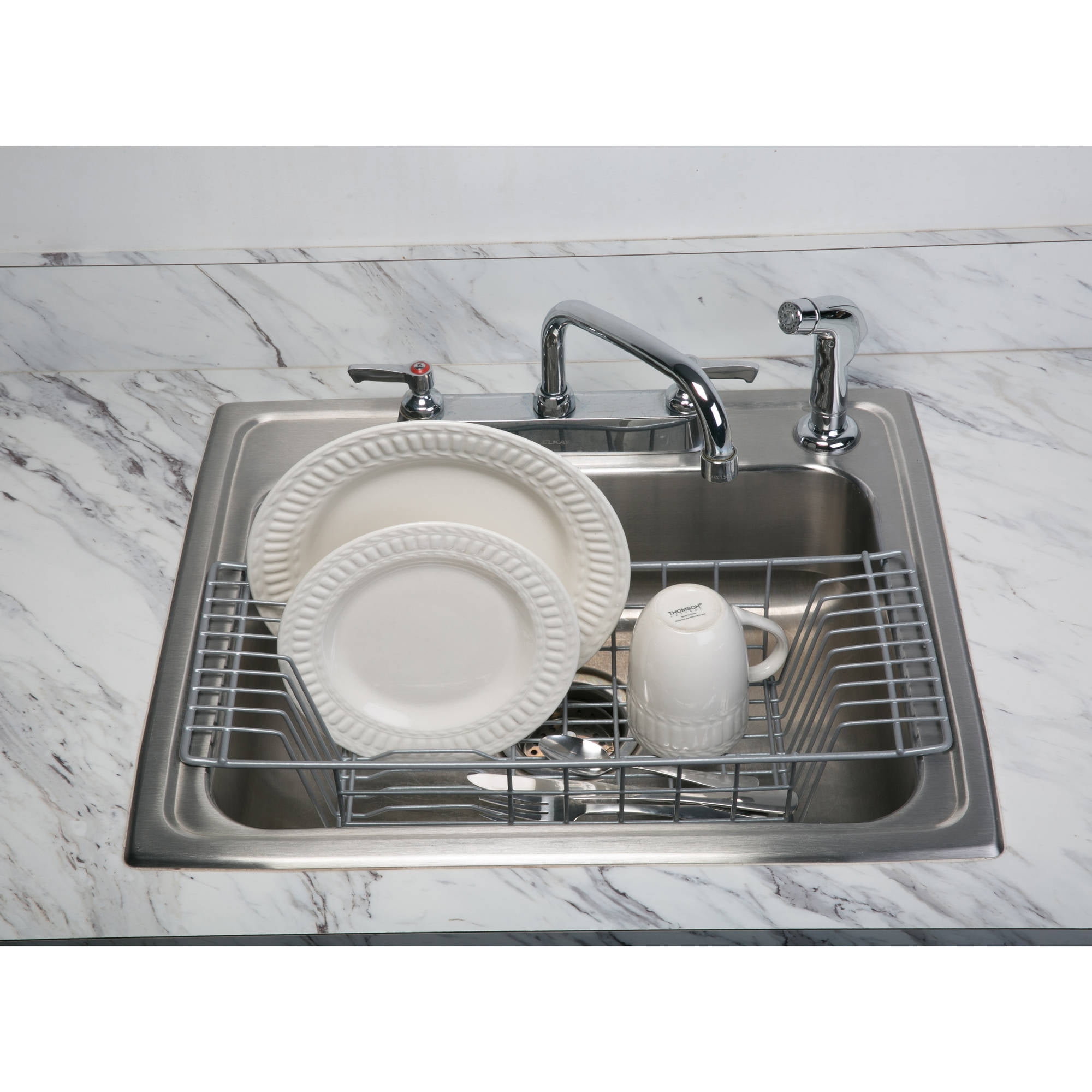 Kitchen Dish Drying Rack Over The Sink Drainer Plates Washing