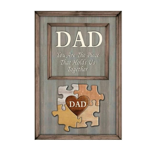 Heart Shaped Puzzle Hanging Plate, Personalized Father's Day Gift for Father From Son and Daughter Unique Birthday Gift for Father Customized Puzzle Logo Canvas Print Country Wall Art Home Decoration