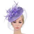 thumbnail image 2 of Clearance! Baberdicy Women's Elegant Hat Strap Flower Feather Party Hat Hair Clip Headband Accessory Purple, 2 of 7