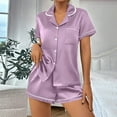 thumbnail image 2 of HSHMT Womens Pajamas Set Set For Women Short Sleeve Button Down Sleepwear Set Classic 2 Loungewear With Pockets, 2 of 4