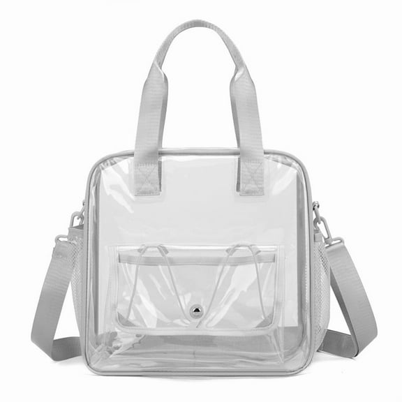 Stadium Approved Clear Tote Bag Transparent Crossbody Shoulder Bag Sandproof Beach Handbag with Zipper Pool bags（grey)