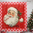 thumbnail image 3 of Christmas Santa Claus Shower Curtains for Bathroom, Winter Xmas Holly Leaf Snowy Red Waterproof Fabric Shower Curtain, Decorative Bathroom Curtain for Bathtub, 72"x72", No Hooks Included, 3 of 9