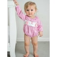 thumbnail image 5 of Rovasas Baby Girl Plaid Romper Pumpkin Embroidery Long Sleeve Bubble Jumpsuit, 5 of 9