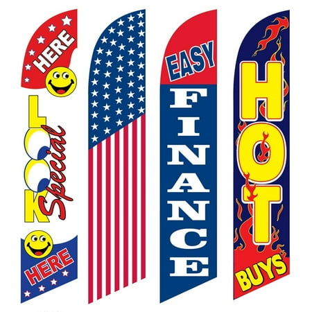 4 Advertising Swooper Flags Look Special Here America Easy Finance Hot Buys