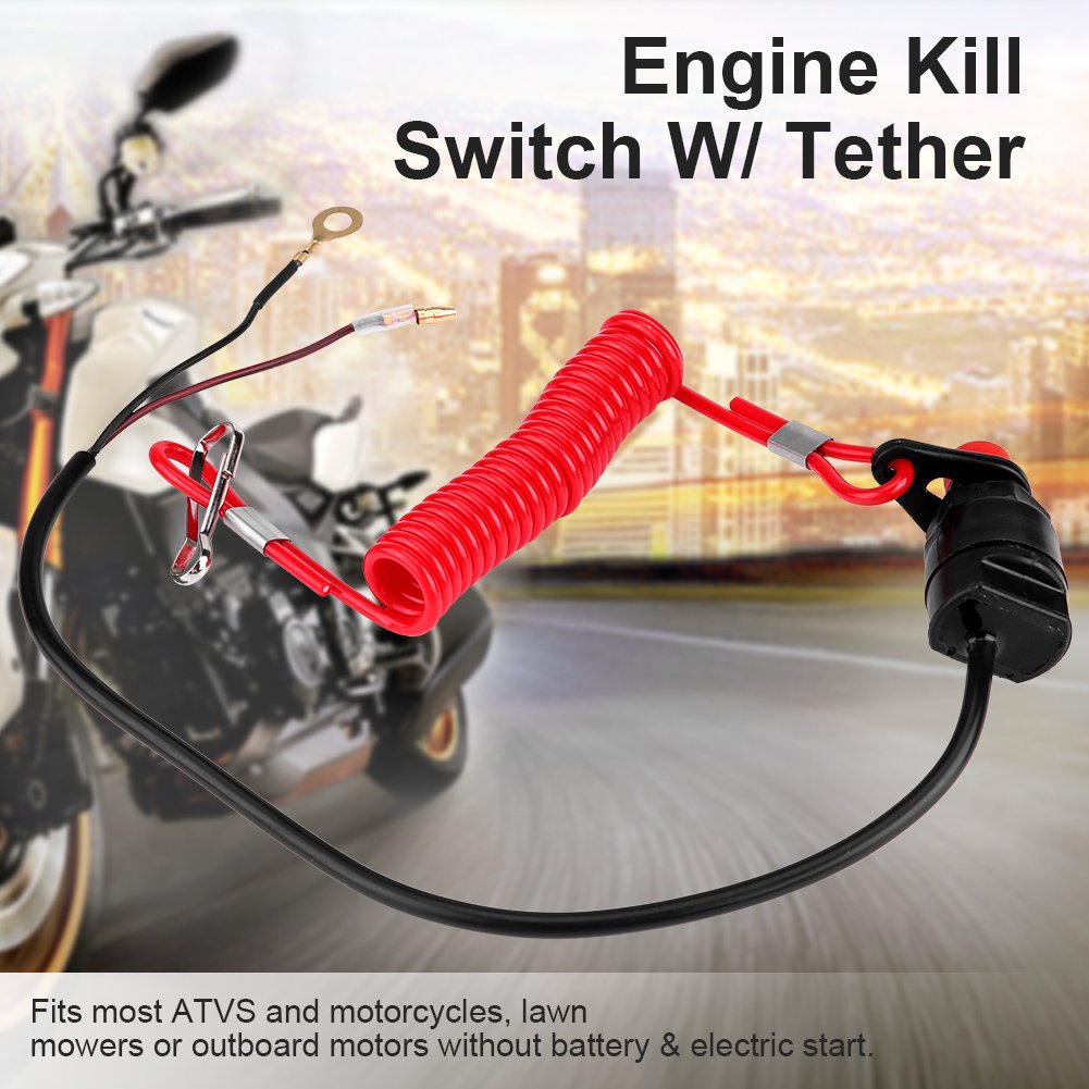 Boat Kill Switch Universal Outboard Engine Motor Kill Urgent Stop Switch with Tether Lanyard for Johnson, Evinrude, Mercury, Yamaha, Suzuki, Tohatsu and Honda