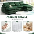 thumbnail image 6 of JONPONY 109.8" U Shaped Couch, 4 Seat Sectional with 4 Throw Pillows, Convertible Upholstery Symmetrical SofÃ¡,High Dense Memory Foam with Double Chaise Lounge &Memory Foam for Living Room, Green, 6 of 10