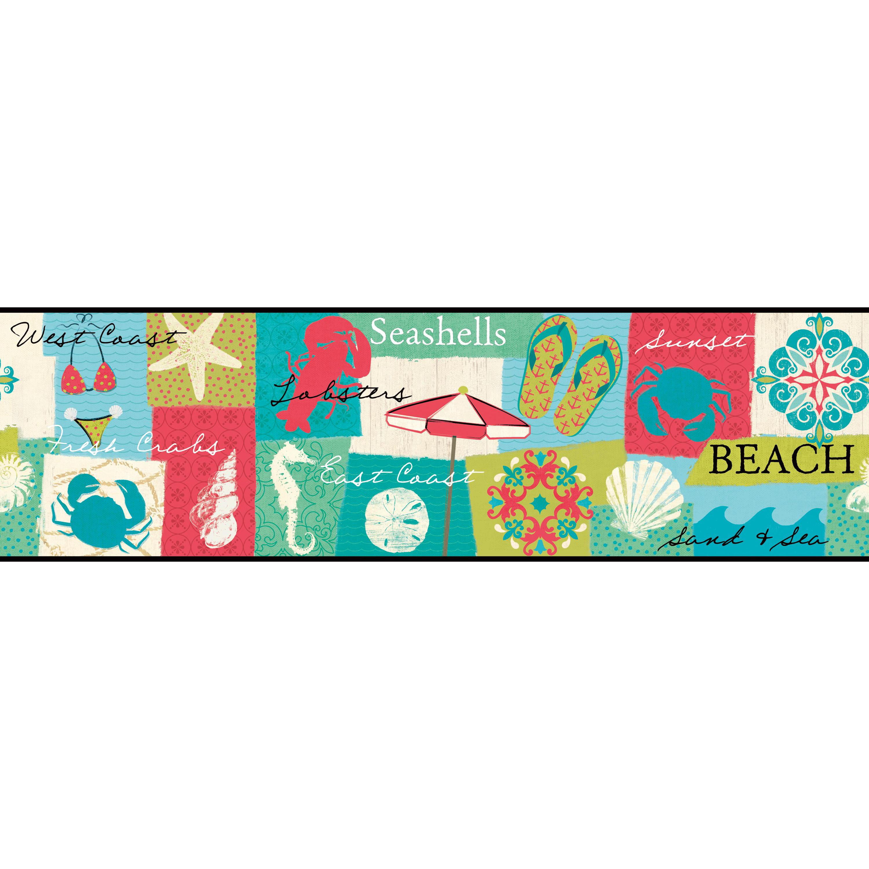 York Wallcoverings Red Coastal Party Removable Wallpaper Border