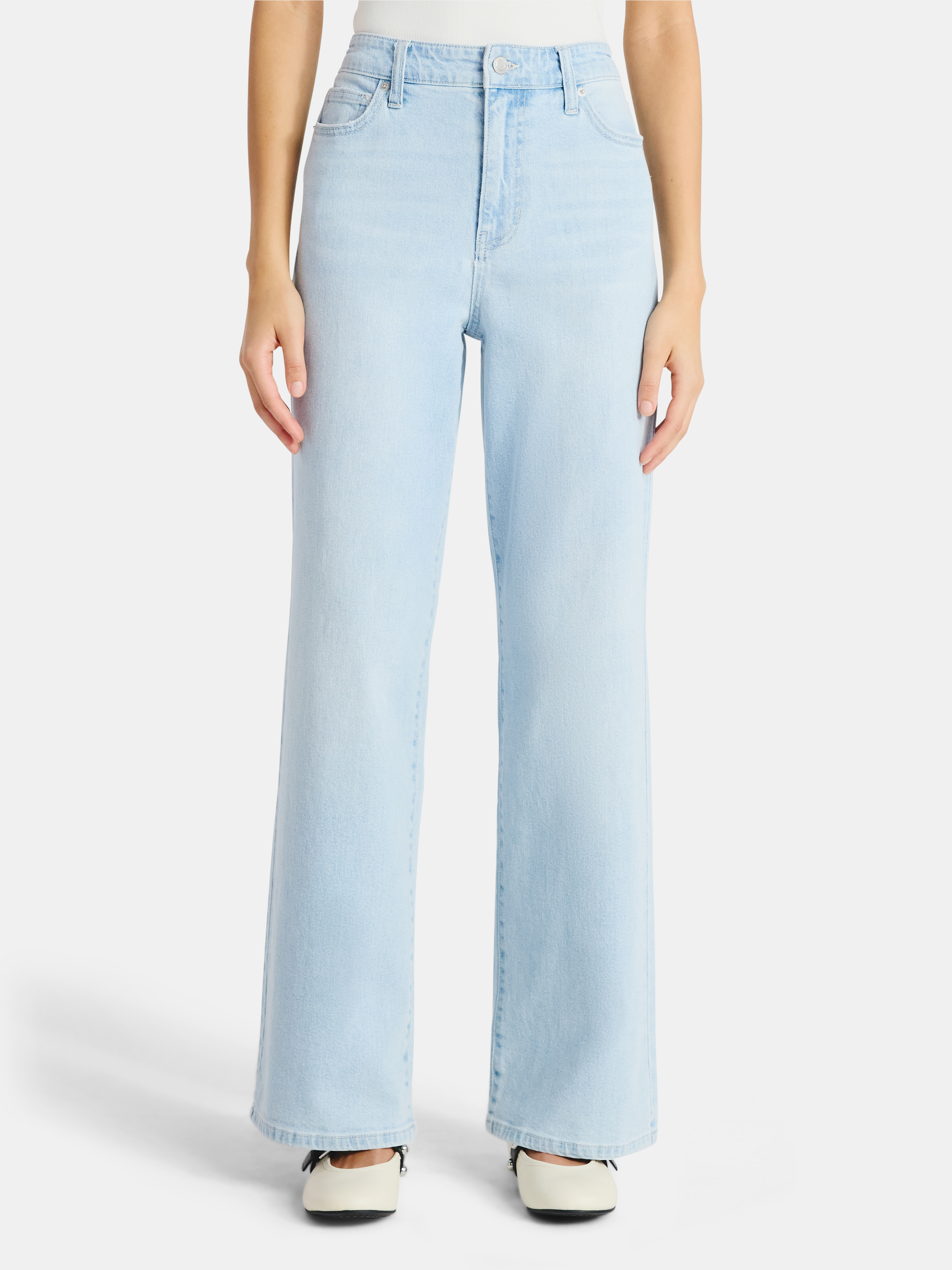 No Boundaries High Rise Baggy Wide Leg Jeans, 32" Inseam, Women's and Women's Plus Sizes XXS-4X