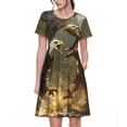 thumbnail image 1 of Disketp Dinosaur Bald Eagle para Vestido de Manga Corta para Mujeres, Vestidos de Verano para Mujeres, Casual y Holgado para la Playa, 1 of 6
