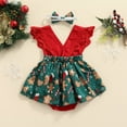 thumbnail image 6 of My First Christmas Baby Girl Outfits Lace Romper Dress Sleeveless V Neck Tutu Bodysuit + Headband Set Newborn Xmas Holiday Clothes, 6 of 8