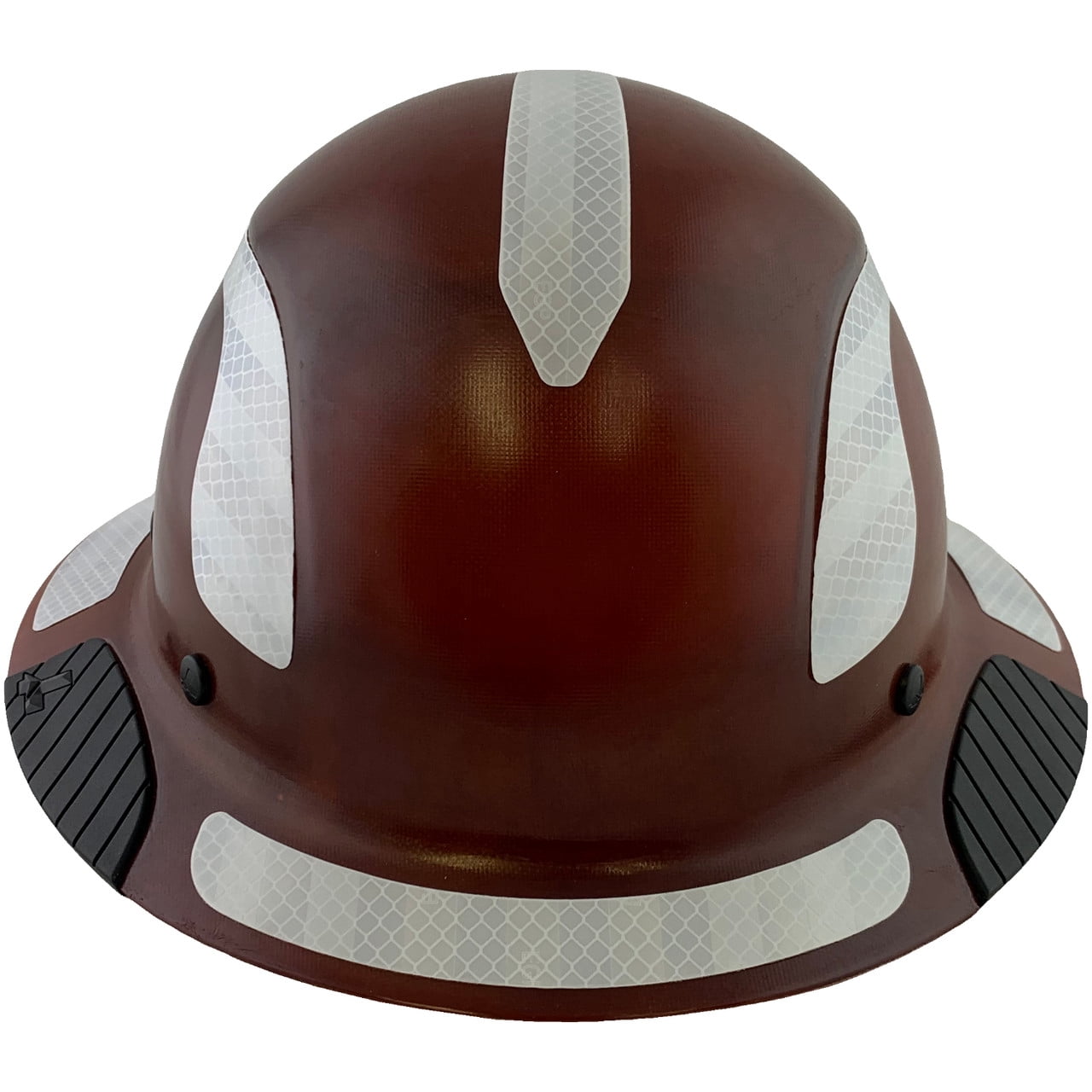 DAX Fiberglass Composite Hard Hat - Full Brim Natural Tan with Reflective White Decal Kit Applied
