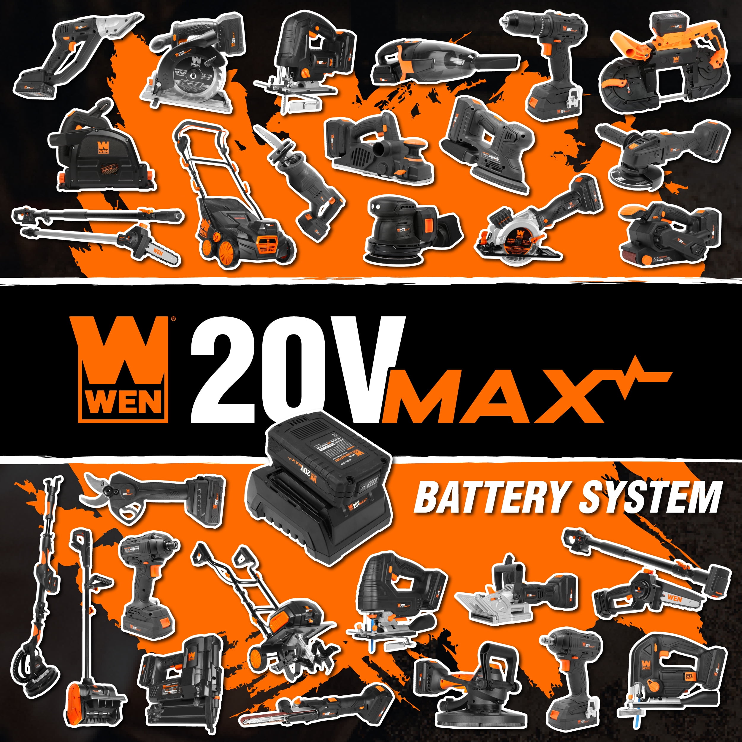 WEN 20V Max Cordless Drill, Brushless Compact Impact Driver, and LED Torch Flashlight Combo Kit w/ 2Ah Battery and Charger (20VK3DDL)