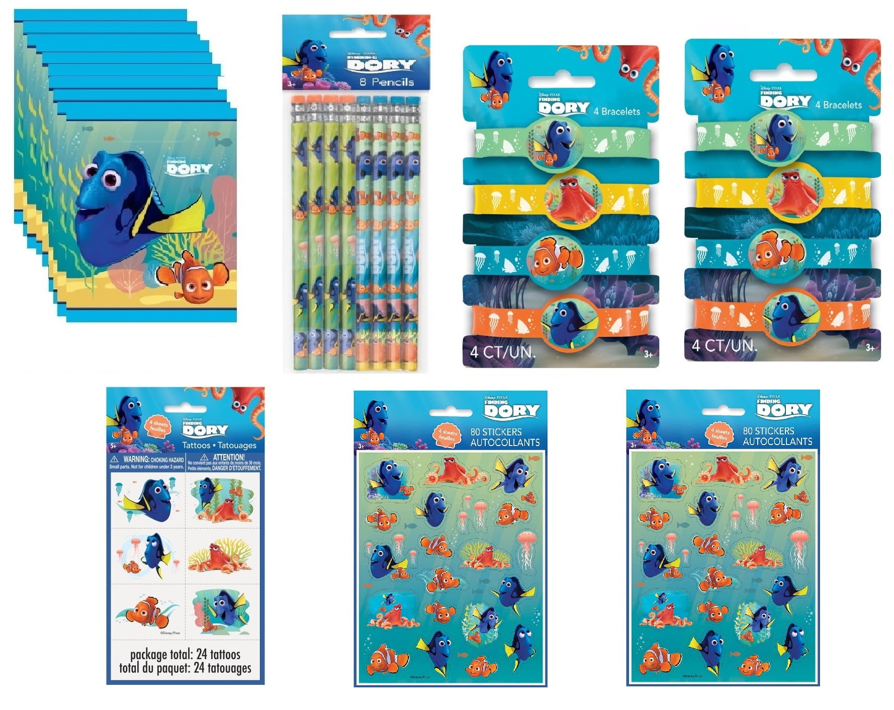 Finding Dory Finding Nemo Party Supplies Favor Bundle Pack includes 8