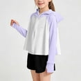 thumbnail image 2 of UPF 50+ Sun Hoodie for Girls - Kids Lightweight Cropped Zip Up Hoodie with Thumbholes & Breathable Mesh, Lavender Athletic Outdoor Jacket,Size 12-13 T, 2 of 9