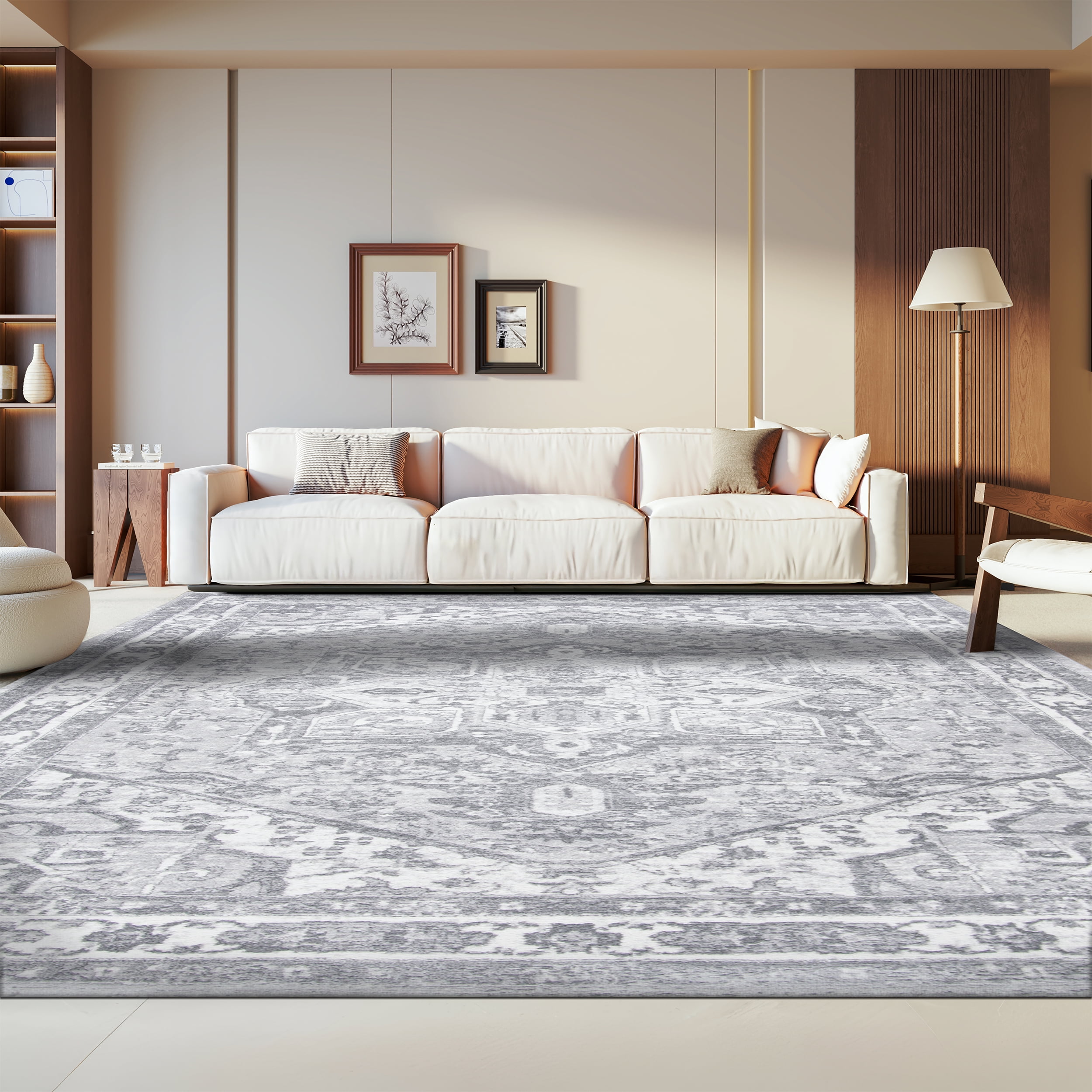 SAFAVIEH Brentwood Ezra Oriental Area Rug, Cream/Gray, 6' x 9'
