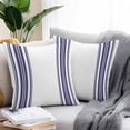 thumbnail image 2 of Outdoor Pillow Covers 26 x 26 Inches, Navy Blue Striped Waterproof Throw Pillow Cover Set of 2, Modern White Striped Abstract Art Aesthetics Decorative Square Cushion Covers for Patio/Tent/Couch, 2 of 7
