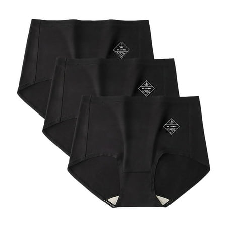 Arnsht 3PC Solid Color Women s Panties Women High Waist Silk Underpants Plain Soft Breathable Comfortable Underwear Black XXL