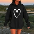thumbnail image 2 of Htigea Heart Graphic Hoodies for Women Oversized Hooded Sweatshirts Fleece Long Sleeve Pullover Kangaroo Pocket Tops Black S, 2 of 4