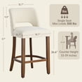 thumbnail image 3 of Usaint Chenille Bar Stools Set of 2, 26.6" Modern Counter Height Barstools, Farmhouse Wooden Kitchen Island Chairs with Hollow-Out Back for Restaurant Kitchen Bar, Beige, 3 of 9