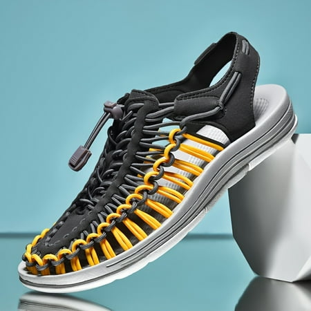 

Men s Spring And Summer Knitted Closed Toe Summer Sandals Breathable Non Slip Shoes With Elastic Shoelaces For Outdoor Casual