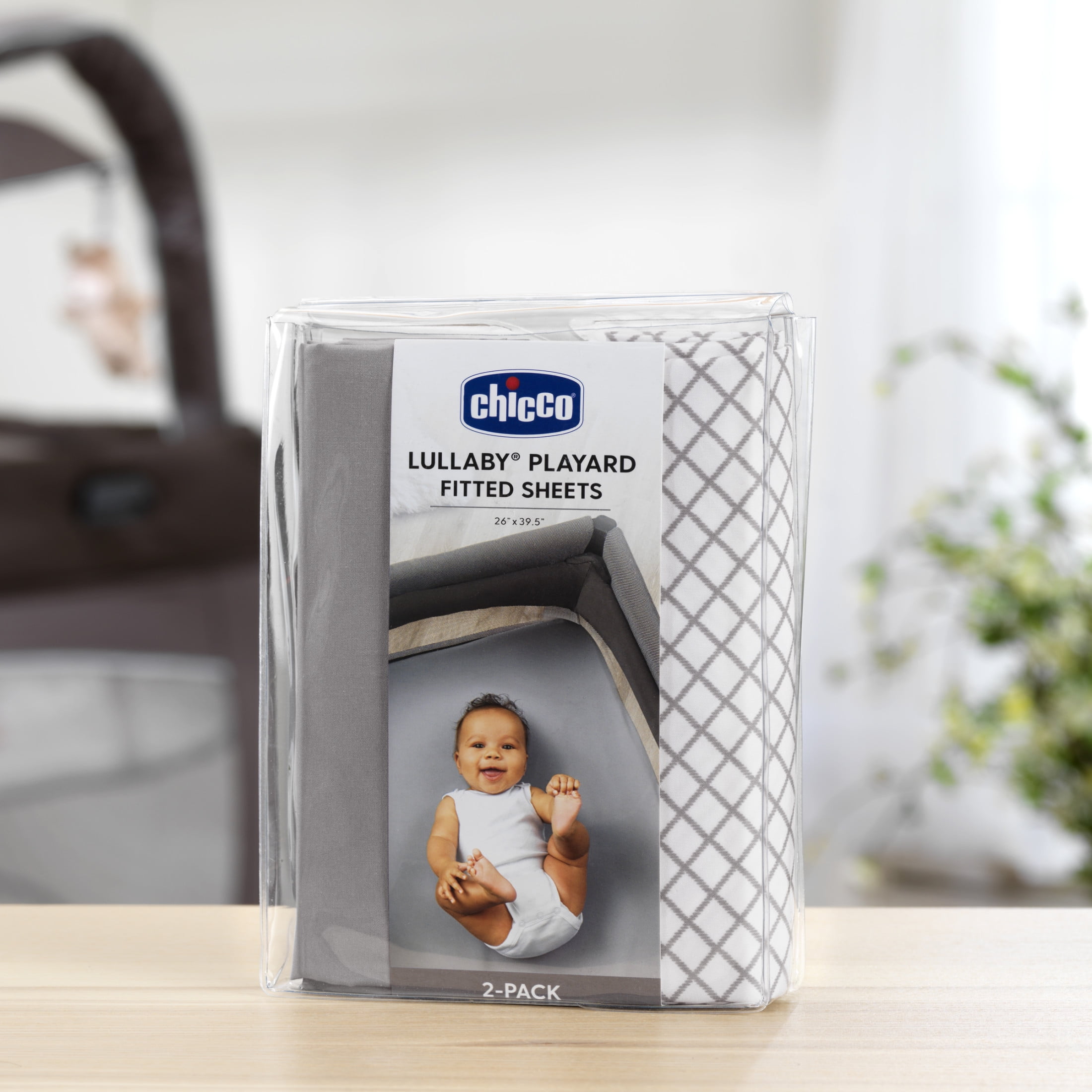 Chicco Lullaby Playard Fitted Sheets, Deep Pockets, Secure Fit - Grey Diamond (Grey/White), New
