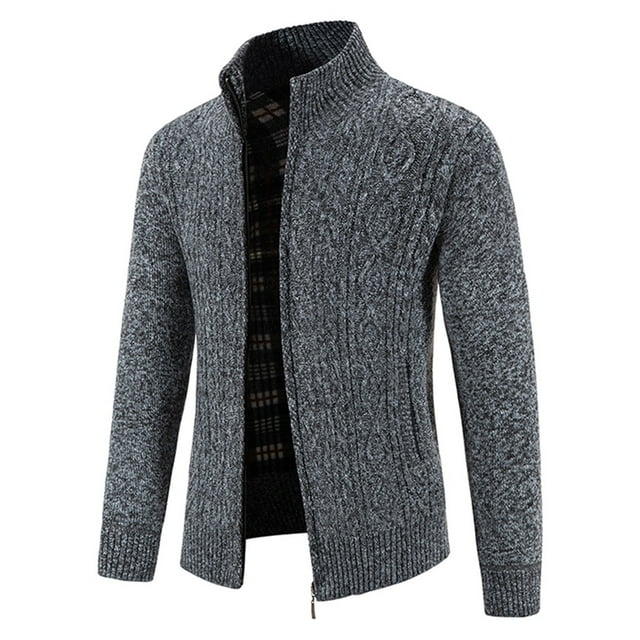 LOVZFMLL Sweaters for Men, Turtleneck Ribbed Cardigan, Casual Fashion Mandarin Collar Zipper Sweater Jacket Outerwear, Warm Winter Tops, Fall Clothes