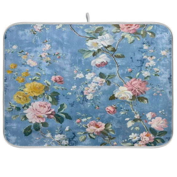 Kitchen Drying Mat 16x18In Drying Dish Mat Dish Drying Mats Kitchen Countertop Multi-Function Drain Drying Mat Kitchen Table Pink Wildflowers