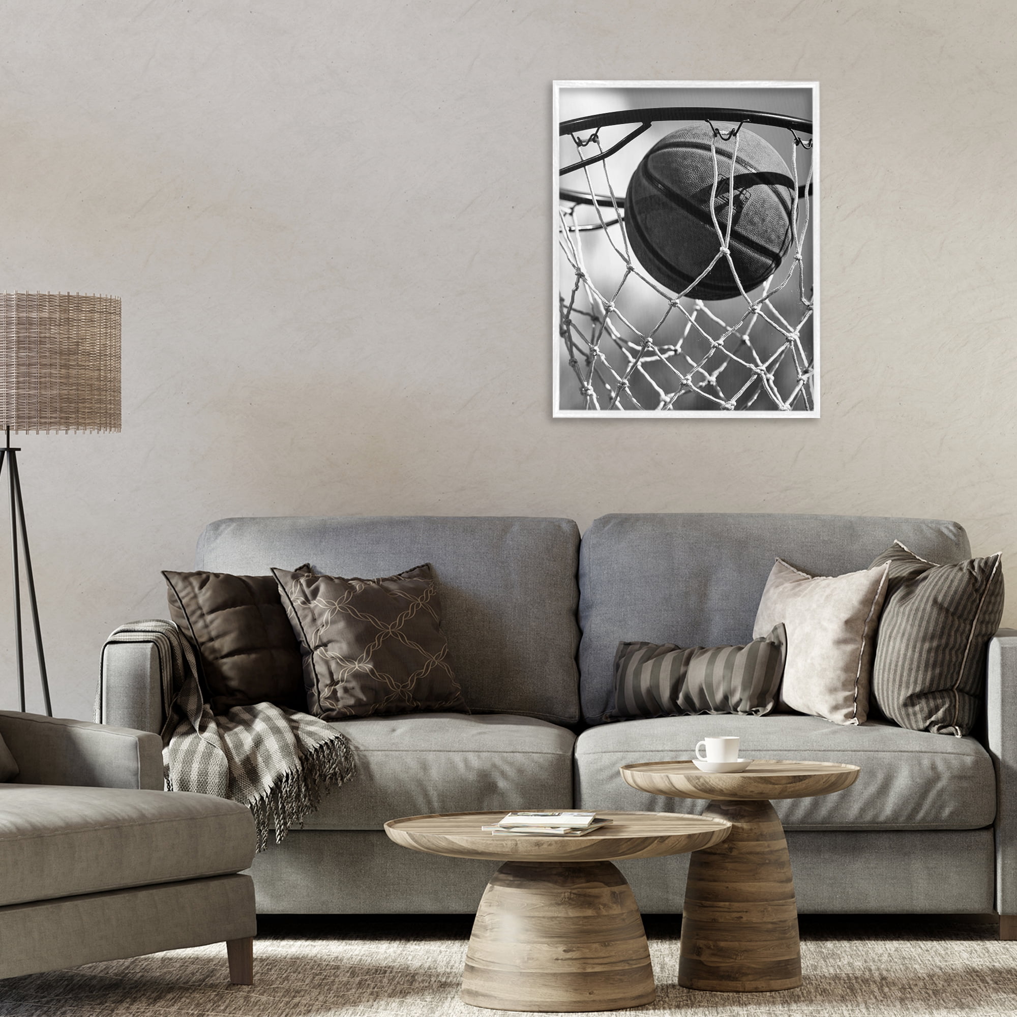 Stupell Industries Winning Basket Shot White Framed Giclee Art, design by Marcus Prime