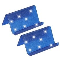 Business Card Holder for Desk, 2Pcs Acrylic Business Card Holders Shine Card Stand Organizer Cards Display for Office, Blue