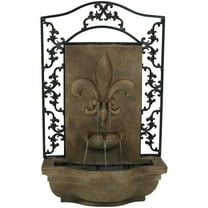 Sunnydaze French Lily Polystone Outdoor Solar Wall Fountain, Florentine