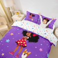thumbnail image 3 of Castle Fairy Cute Black Girl Twin Duvet Cover,Cartoon Dog Stars Print Twin Bedding,Violet Red Orange,1 Duvet Cover and 1 Pillowcase, 3 of 6