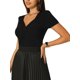 thumbnail image 4 of INSPIRAR CHIC Blusas de punto de cuello corazón de manga corta acanaladas para mujer negras 2XL, 4 of 5