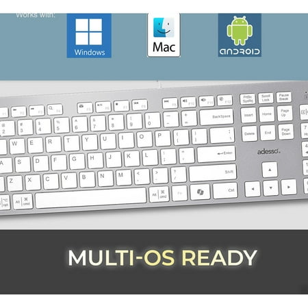 Adesso - Multi-OS Scissor switch Desktop keyboard (White) - White