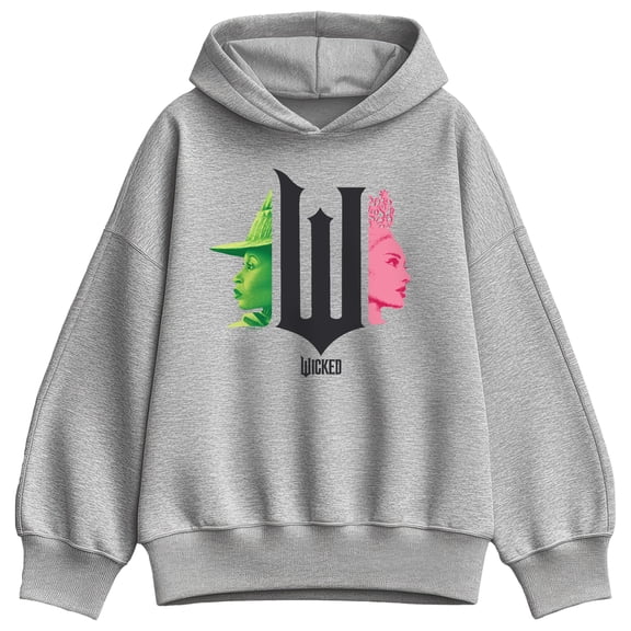 Wicked - Elphaba And Glinda Side Profiles - Women's Oversized Fleece Hoodie Sweatshirt