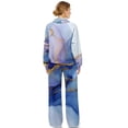thumbnail image 2 of Xixirimido Blue Marble Print Sweatsuits for Women Plus Size 2 Piece Outfit Long Sleeve Sweatshirt Wide Leg Sweatpants Fall Winter Fashion Lounge Set Tracksuit, Large, 2 of 7