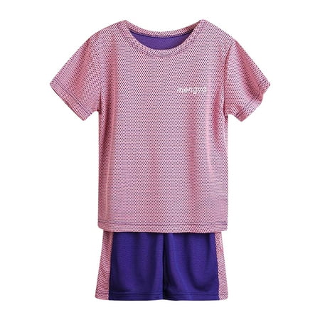 

Toddler Boys Girls Short Sleeve Fashion Patchwork Color Breathable Mesh Cool Tops Shorts 2PCS Sports Outfits Clothes Set Child Clothing Streetwear Dailywear Outwear