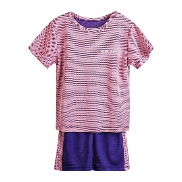 WEAIXIMIUNG Boy Clothes Toddler Boys Girls Short Sleeve Fashion Patchwork Color Breathable Mesh Cool Tops Shorts 2Pcs Sports Outfits Clothes Set