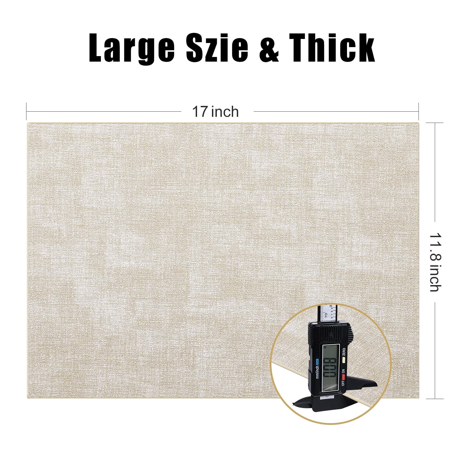 decorUhome Placemats Set of 6, Heat Resistant PU Faux Leather Table Mats, 11.8" x 17", Beige